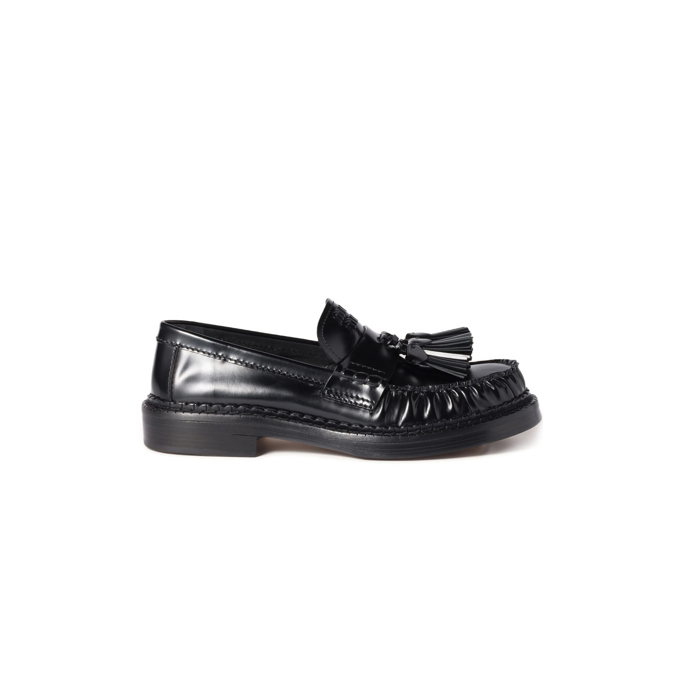 MIU MIU TASSEL LOAFERS IN POLISHED LEATHER 5D497E